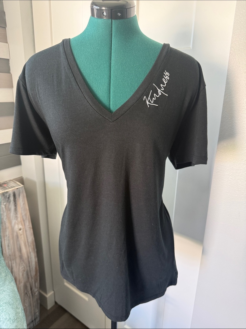 Sub_Urban Riot Black V-Neck Short Sleeve Tee with Script Logo